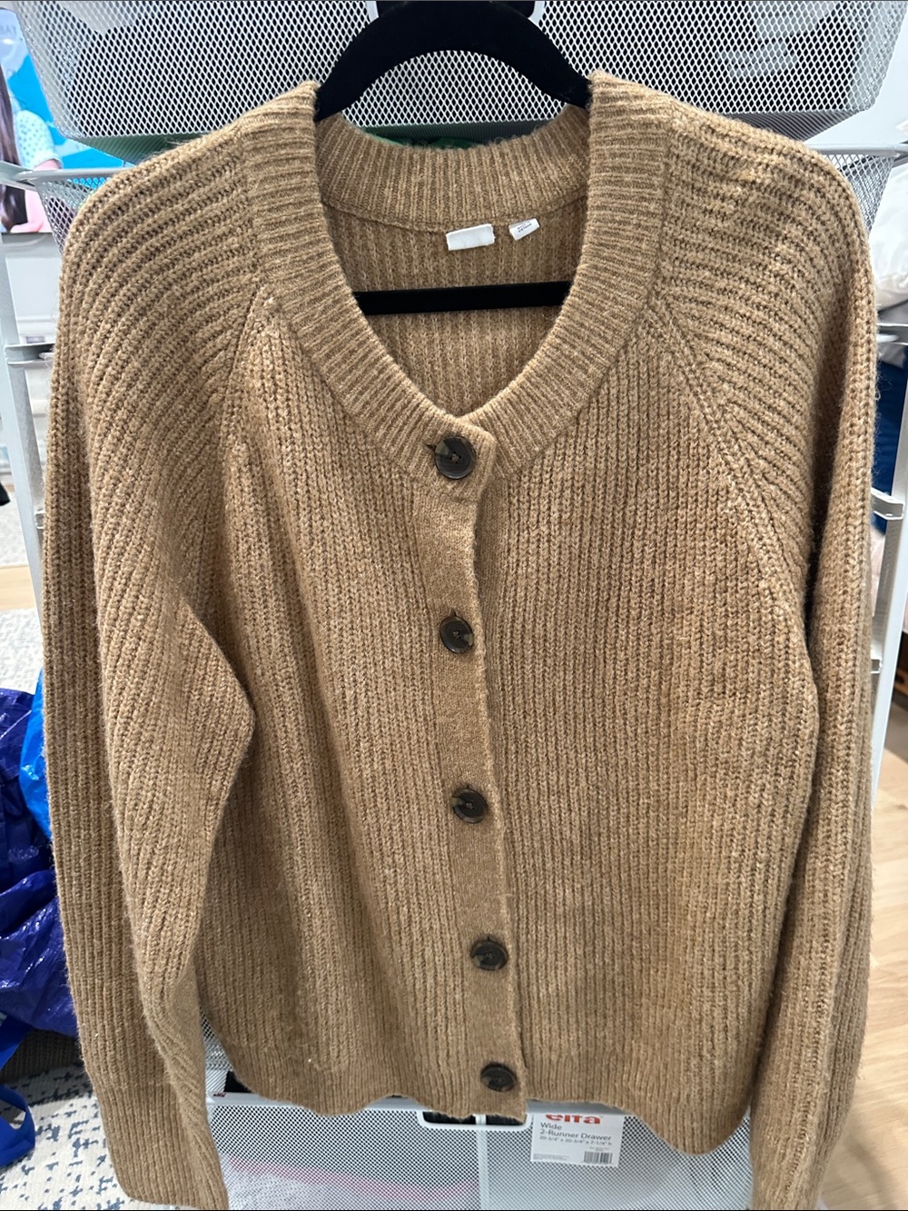 GAP Camel/Tan Ribbed Button-Front Women's Cardigan